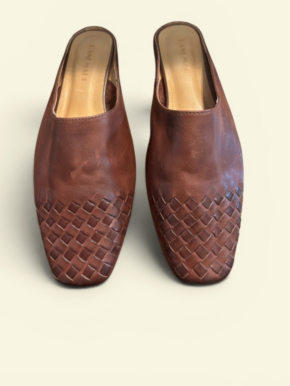 Dalvi Genuine Leather Woven Leather Slip-On Mule in Tan